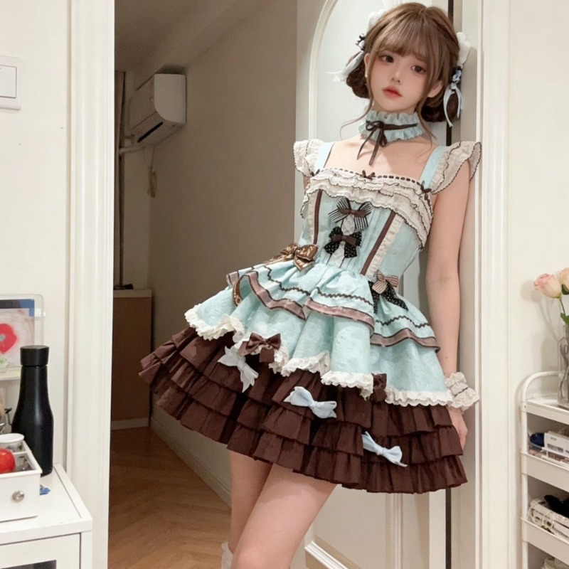 Fly Line - Süßes japanisches JK-Kleid-Set für Damen: Niedliches